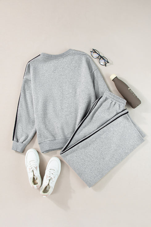 Side Striped Round Neck Top and Pants Active Set - Odaingerous